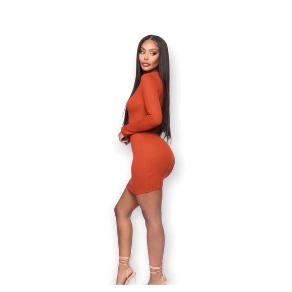 Fashion Nova Rust Henley Style Mini Dress - Picture 2 of 3